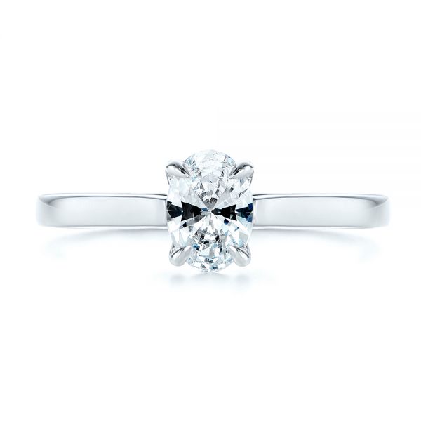  14K Gold Peekaboo Oval Diamond Engagement Ring - Top View -  105125