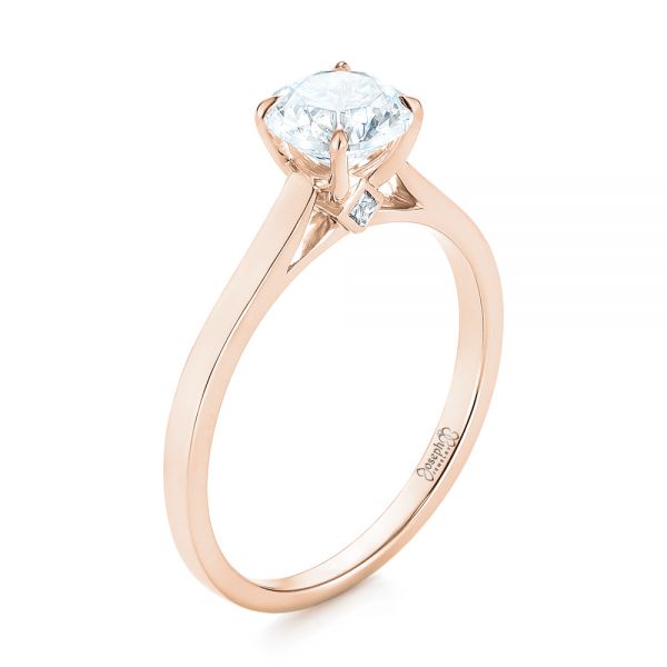 14k Rose Gold 14k Rose Gold Peekaboo Princess Cut Diamond Engagement Ring - Three-Quarter View -  104266