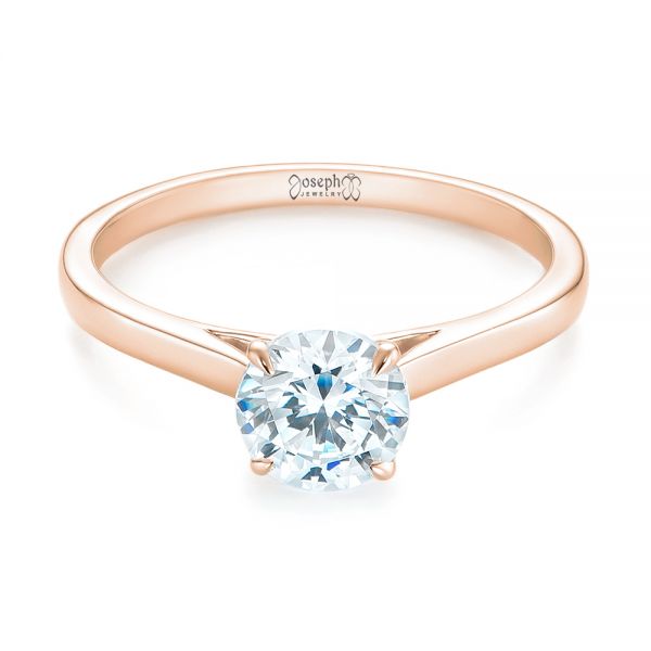 18k Rose Gold 18k Rose Gold Peekaboo Princess Cut Diamond Engagement Ring - Flat View -  104266