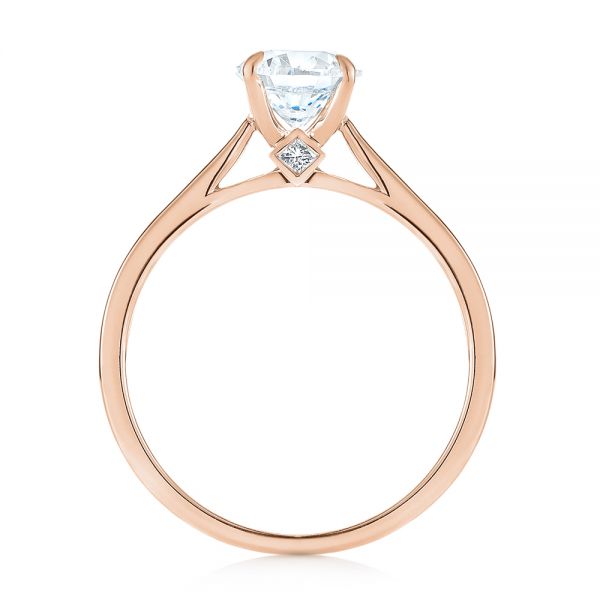 18k Rose Gold 18k Rose Gold Peekaboo Princess Cut Diamond Engagement Ring - Front View -  104266