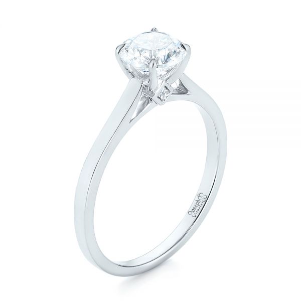  Platinum Platinum Peekaboo Princess Cut Diamond Engagement Ring - Three-Quarter View -  104266