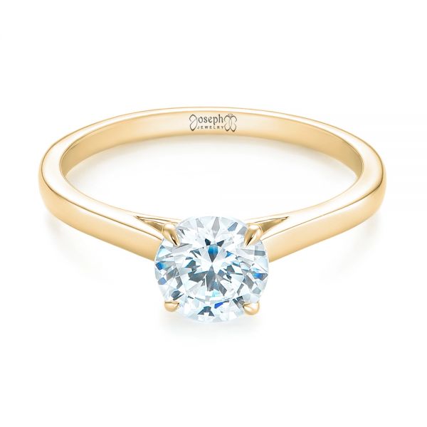 14k Yellow Gold 14k Yellow Gold Peekaboo Princess Cut Diamond Engagement Ring - Flat View -  104266