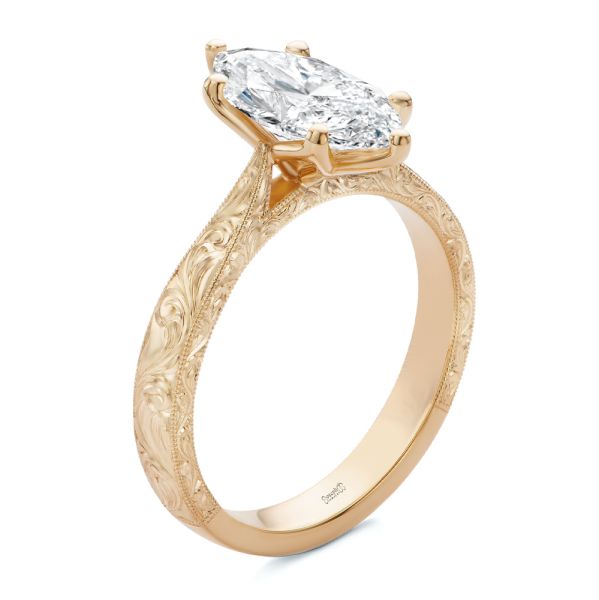 Petal Basket Marquise Diamond Engagement Ring - Image