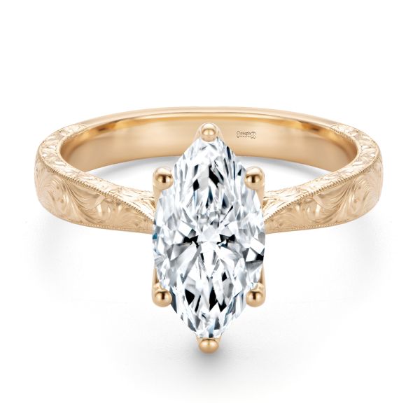 14k Rose Gold 14k Rose Gold Petal Basket Marquise Diamond Engagement Ring - Flat View -  108334 - Thumbnail