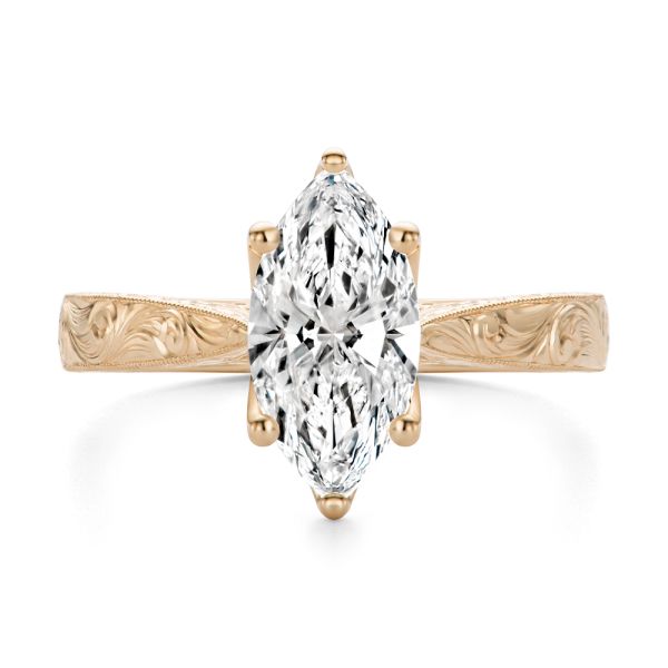 14k Rose Gold 14k Rose Gold Petal Basket Marquise Diamond Engagement Ring - Top View -  108334 - Thumbnail