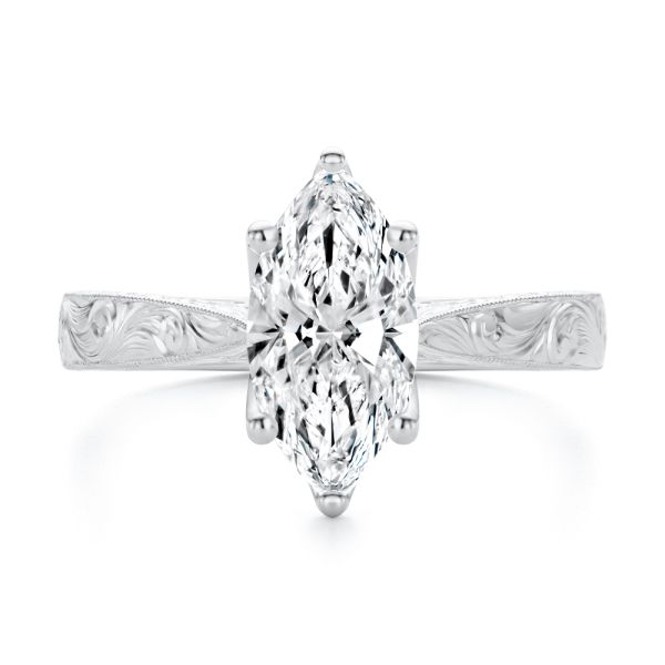 14k White Gold 14k White Gold Petal Basket Marquise Diamond Engagement Ring - Top View -  108334 - Thumbnail