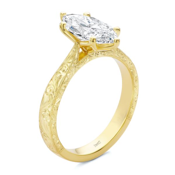 Petal Basket Marquise Diamond Engagement Ring - Image