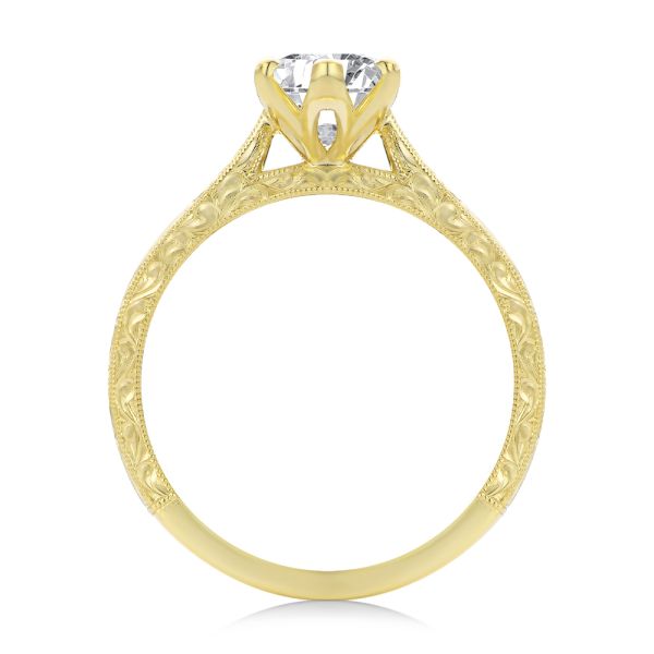 14k Yellow Gold Petal Basket Marquise Diamond Engagement Ring - Front View -  108334 - Thumbnail