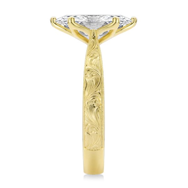 14k Yellow Gold Petal Basket Marquise Diamond Engagement Ring - Side View -  108334 - Thumbnail