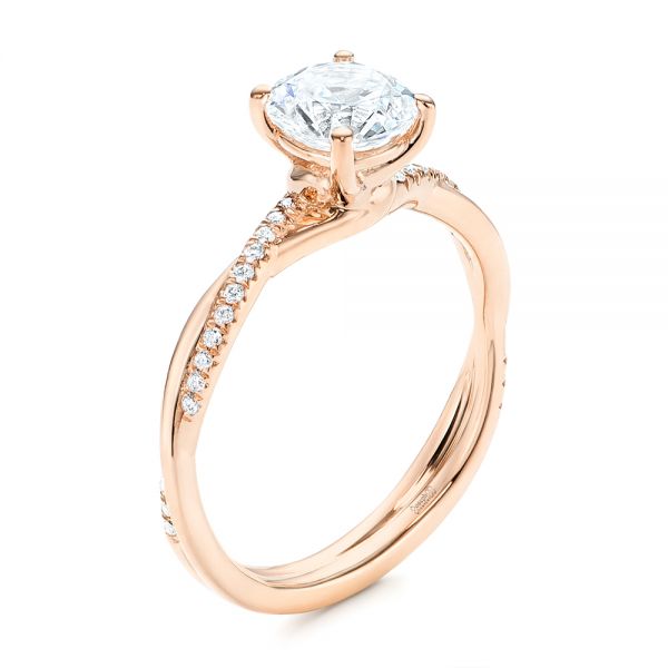 18k Rose Gold 18k Rose Gold Petite Twist Engagement Ring - Three-Quarter View - 106730