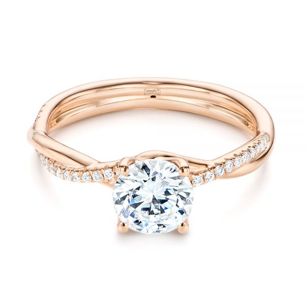 18k Rose Gold 18k Rose Gold Petite Twist Engagement Ring - Flat View - 106730
