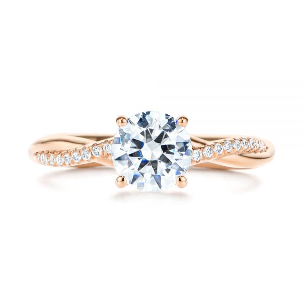 18k Rose Gold 18k Rose Gold Petite Twist Engagement Ring - Top View - 106730