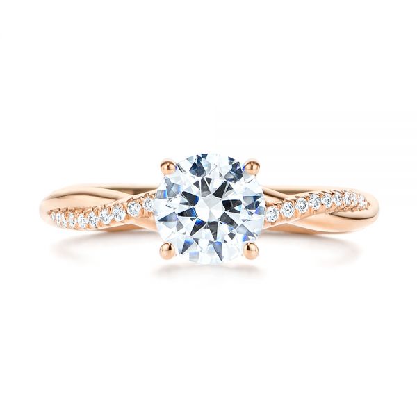 14k Rose Gold 14k Rose Gold Petite Twist Engagement Ring - Top View -  106730