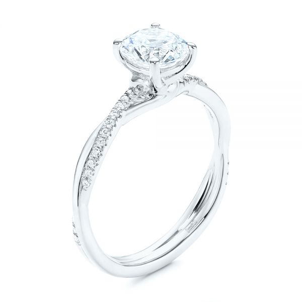  Platinum Platinum Petite Twist Engagement Ring - Three-Quarter View -  106730