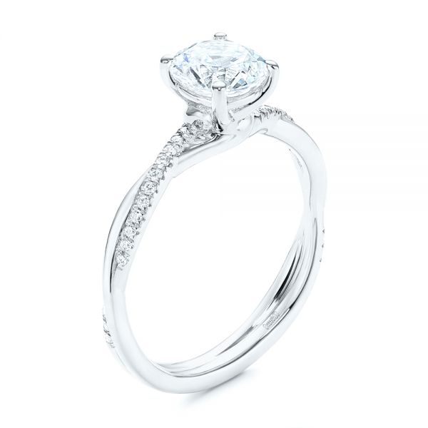 18k White Gold 18k White Gold Petite Twist Engagement Ring - Three-Quarter View -  106730