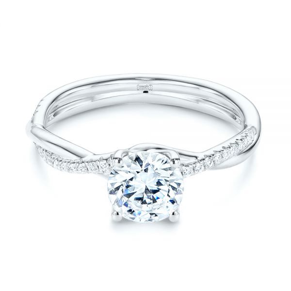 14k White Gold 14k White Gold Petite Twist Engagement Ring - Flat View - 106730