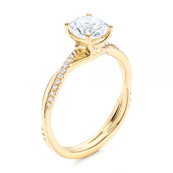 18k Yellow Gold 18k Yellow Gold Petite Twist Engagement Ring - Three-Quarter View -  106730