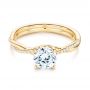  14K Gold Petite Twist Engagement Ring - Flat View -  106730 - Thumbnail