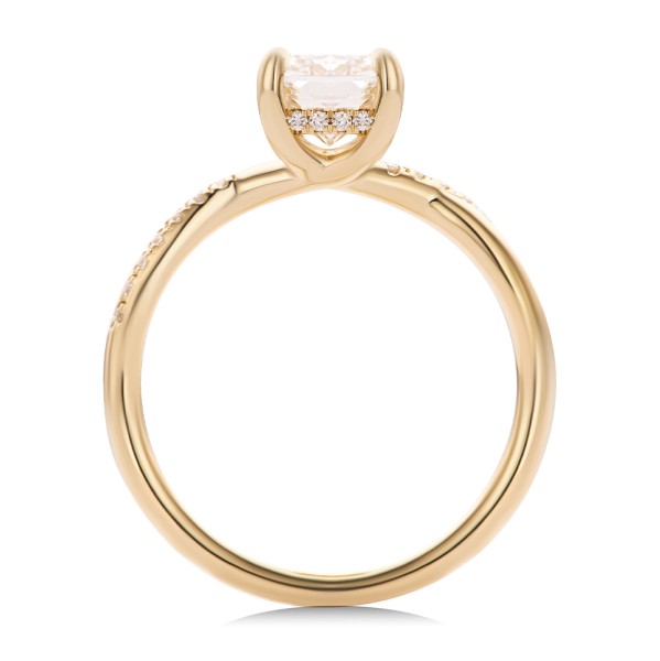 14k Rose Gold 14k Rose Gold Petite Twist Radiant Cut Engagement Ring - Front View - 107890