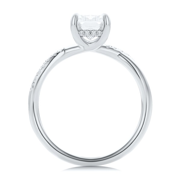 18k White Gold 18k White Gold Petite Twist Radiant Cut Engagement Ring - Front View - 107890