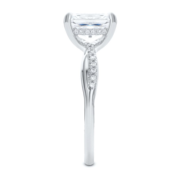 18k White Gold 18k White Gold Petite Twist Radiant Cut Engagement Ring - Side View - 107890