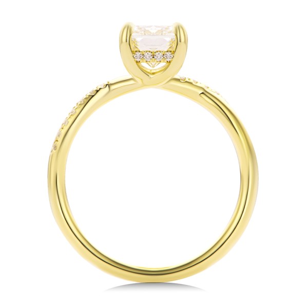 14k Yellow Gold Petite Twist Radiant Cut Engagement Ring - Front View - 107890