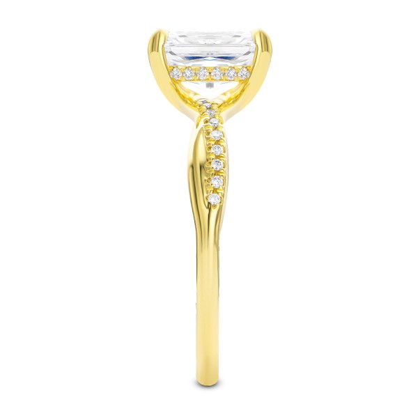 14k Yellow Gold Petite Twist Radiant Cut Engagement Ring - Side View - 107890