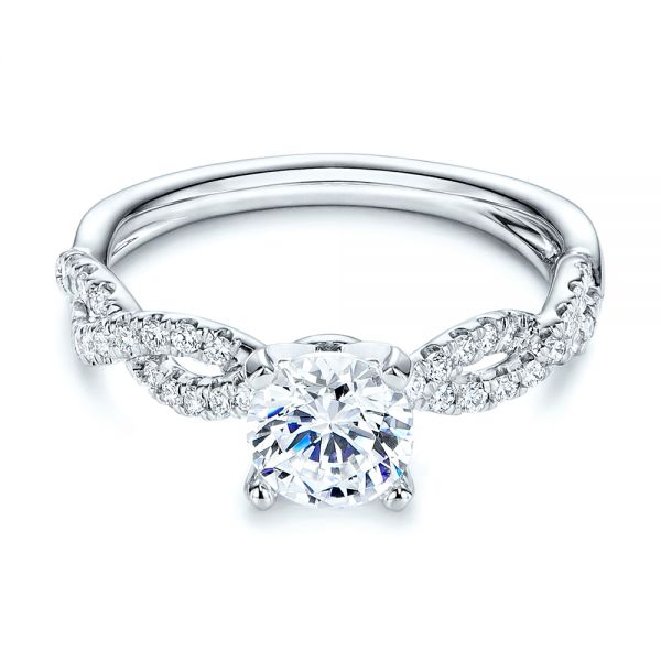  Platinum Platinum Petite Twist Shank Diamond Engagement Ring - Flat View -  106191