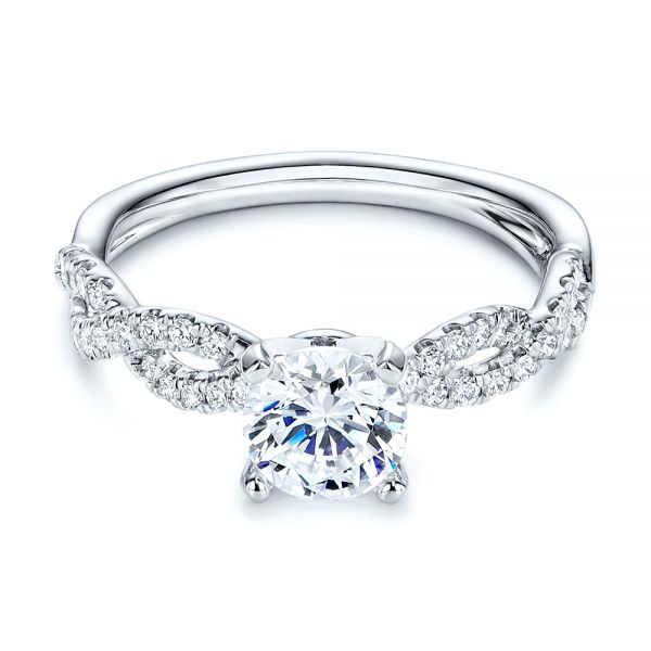 14K Gold Petite Twist Shank Diamond Engagement Ring - Flat View - 106191