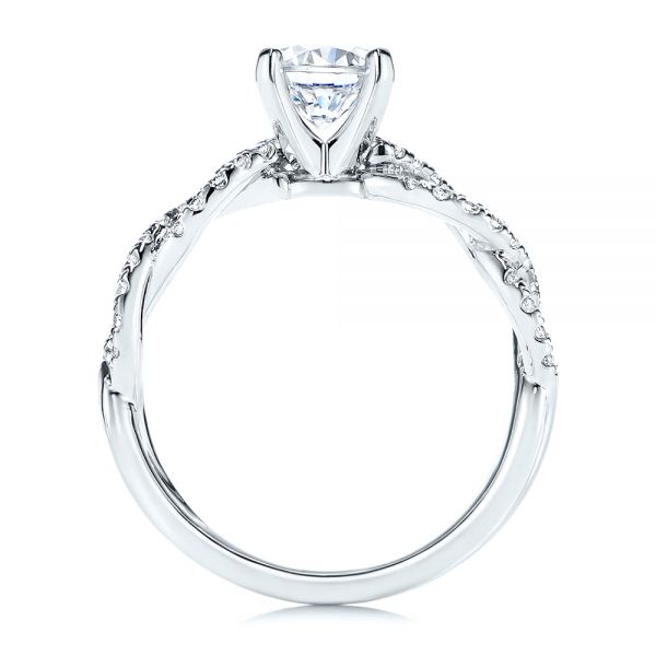  14K Gold Petite Twist Shank Diamond Engagement Ring - Front View -  106191