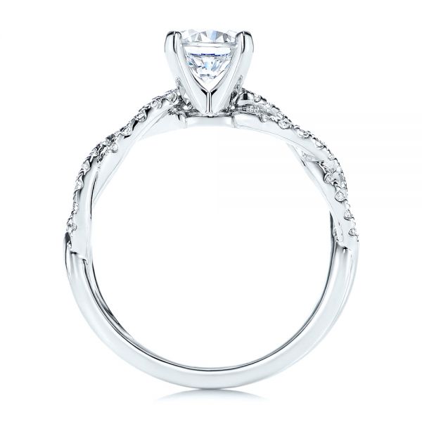 14K Gold Petite Twist Shank Diamond Engagement Ring - Front View - 106191
