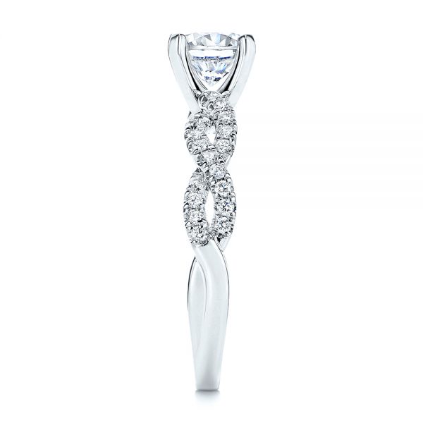 14K Gold Petite Twist Shank Diamond Engagement Ring - Side View - 106191