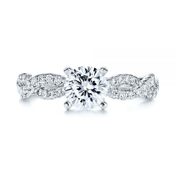 14K Gold Petite Twist Shank Diamond Engagement Ring - Top View - 106191