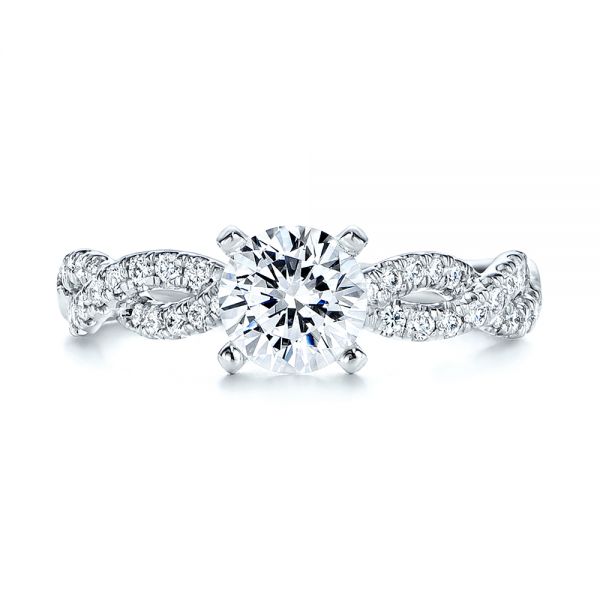  Platinum Platinum Petite Twist Shank Diamond Engagement Ring - Top View -  106191