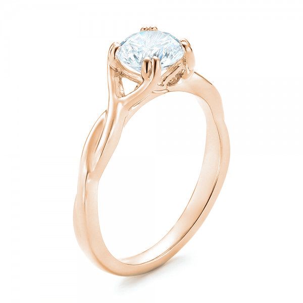 14k Rose Gold 14k Rose Gold Petite Twist Solitaire Engagement Ring - Three-Quarter View -  102702