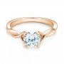 14k Rose Gold 14k Rose Gold Petite Twist Solitaire Engagement Ring - Flat View -  102702 - Thumbnail