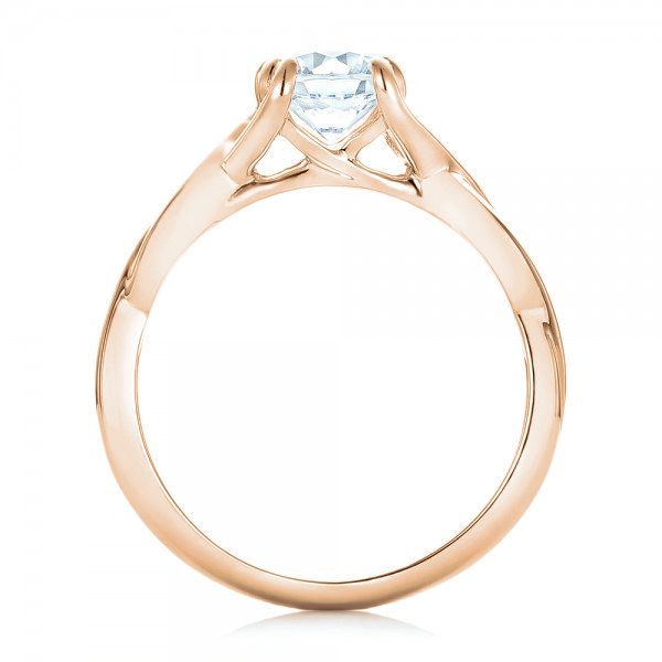 18k Rose Gold 18k Rose Gold Petite Twist Solitaire Engagement Ring - Front View -  102702