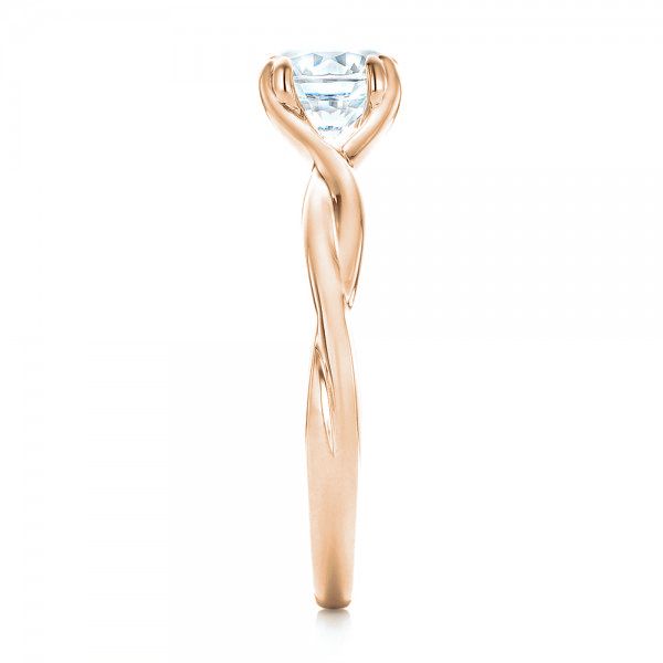 14k Rose Gold 14k Rose Gold Petite Twist Solitaire Engagement Ring - Side View -  102702