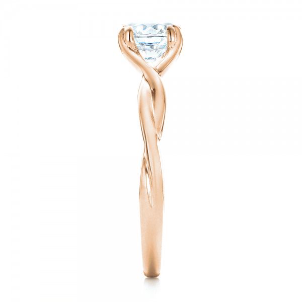 18k Rose Gold 18k Rose Gold Petite Twist Solitaire Engagement Ring - Side View - 102702