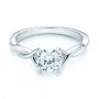 14k White Gold Petite Twist Solitaire Engagement Ring - Flat View -  102702 - Thumbnail