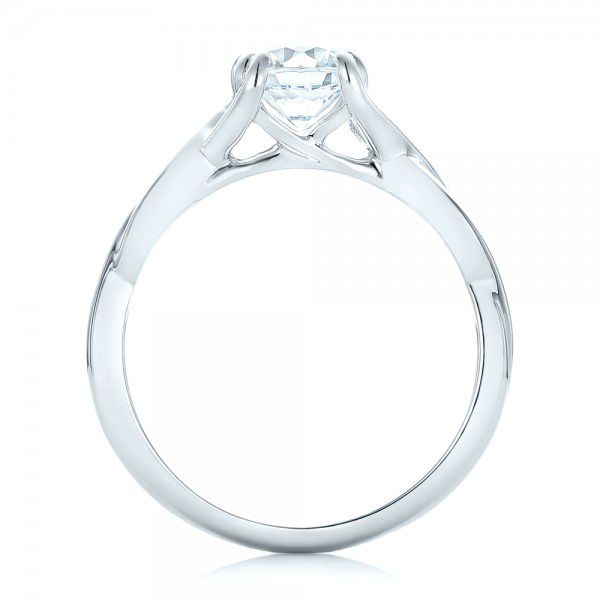 14k White Gold Petite Twist Solitaire Engagement Ring - Front View - 102702
