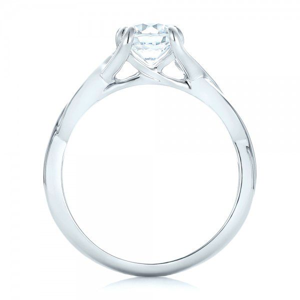 18k White Gold 18k White Gold Petite Twist Solitaire Engagement Ring - Front View -  102702