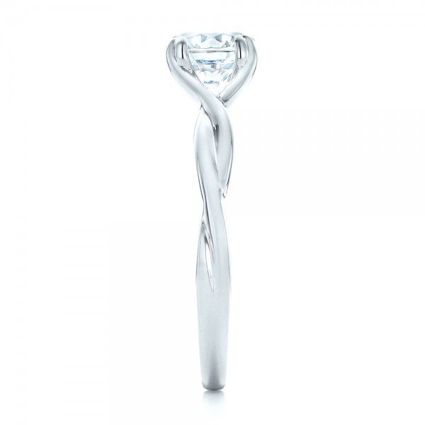 14k White Gold Petite Twist Solitaire Engagement Ring - Side View -  102702