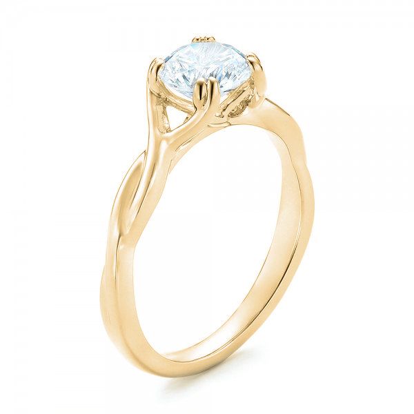 18k Yellow Gold 18k Yellow Gold Petite Twist Solitaire Engagement Ring - Three-Quarter View -  102702