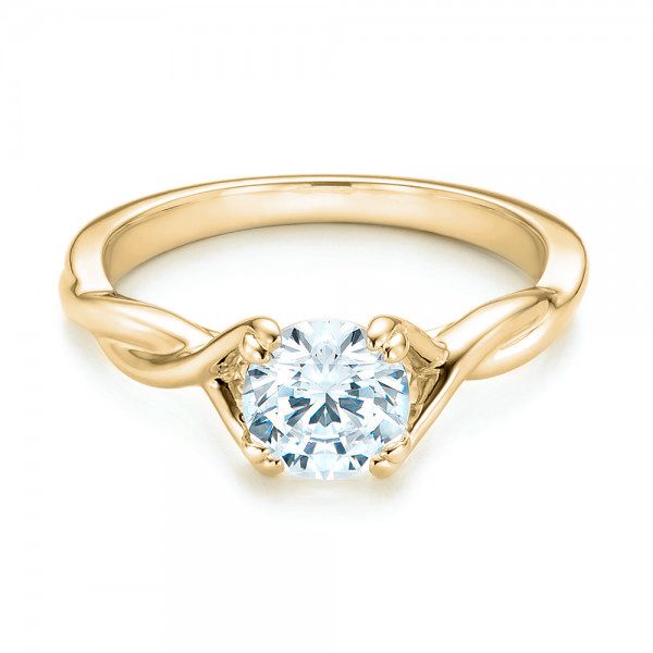 18k Yellow Gold 18k Yellow Gold Petite Twist Solitaire Engagement Ring - Flat View -  102702