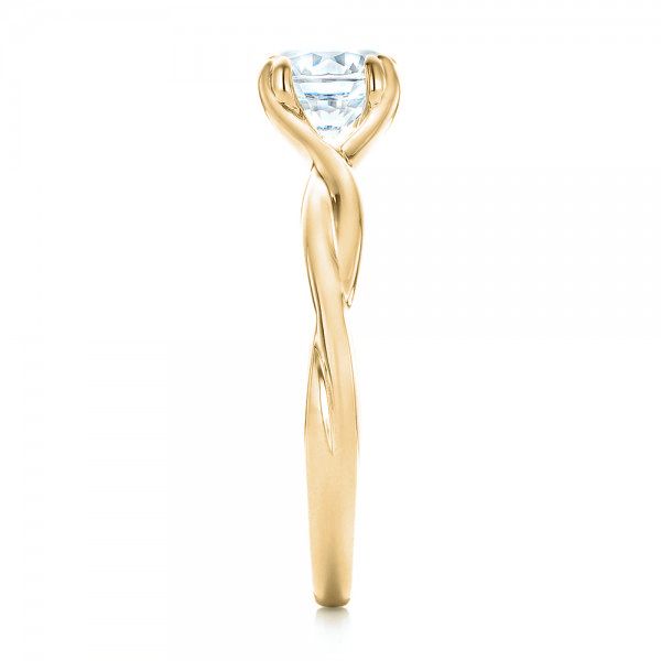 18k Yellow Gold 18k Yellow Gold Petite Twist Solitaire Engagement Ring - Side View -  102702