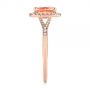 14k Rose Gold Pink Champagne Sapphire And Diamond Halo Engagement Ring - Side View -  104657 - Thumbnail