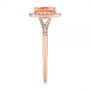 18k Rose Gold 18k Rose Gold Pink Champagne Sapphire And Diamond Halo Engagement Ring - Side View -  104657 - Thumbnail