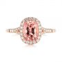 14k Rose Gold Pink Champagne Sapphire And Diamond Halo Engagement Ring - Top View -  104657 - Thumbnail
