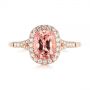 18k Rose Gold 18k Rose Gold Pink Champagne Sapphire And Diamond Halo Engagement Ring - Top View -  104657 - Thumbnail